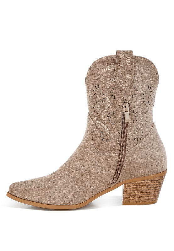 AVAH-Desert Trail Taupe Western Ankle Boots