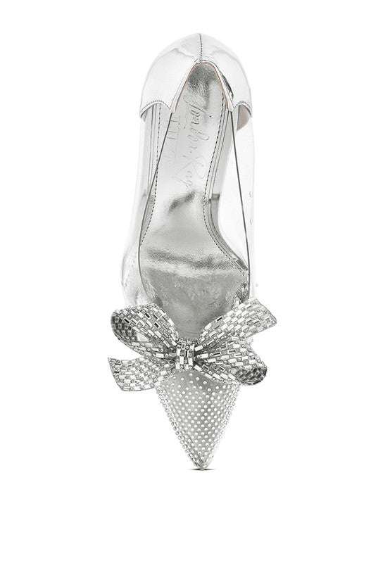 Enchanted Eve Clear Pointed Toe Pumps-Silver- Avah