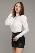 Infinite Lace White Puff Sleeve Top-Avah