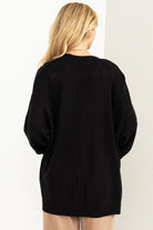 All The Right Reasons Open Front Cardigan Sweater-Black-Avah