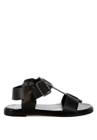 AVAH-Shayla Leather Open Toe Fisherman Sandals-Black
