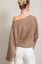 Sandy Loose Fit Knit Sweater Top-Mocha-Avah