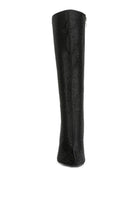 Pipette Diamante Set High Heeled Calf Boot -Black-Avah