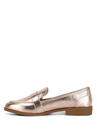 MetroPolish Metallic Faux Leather Loafers - Rose Gold- Avah