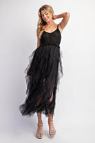 AVAH-Tulle Temptation Crochet Midi Dress-Black