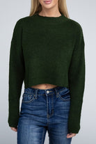 Sophisticated Warmth Mock Neck Pullover Sweater-Green-Avah