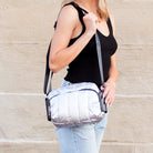 Gleaming Odyssey Metallic Puffer Crossbody Bag - silver