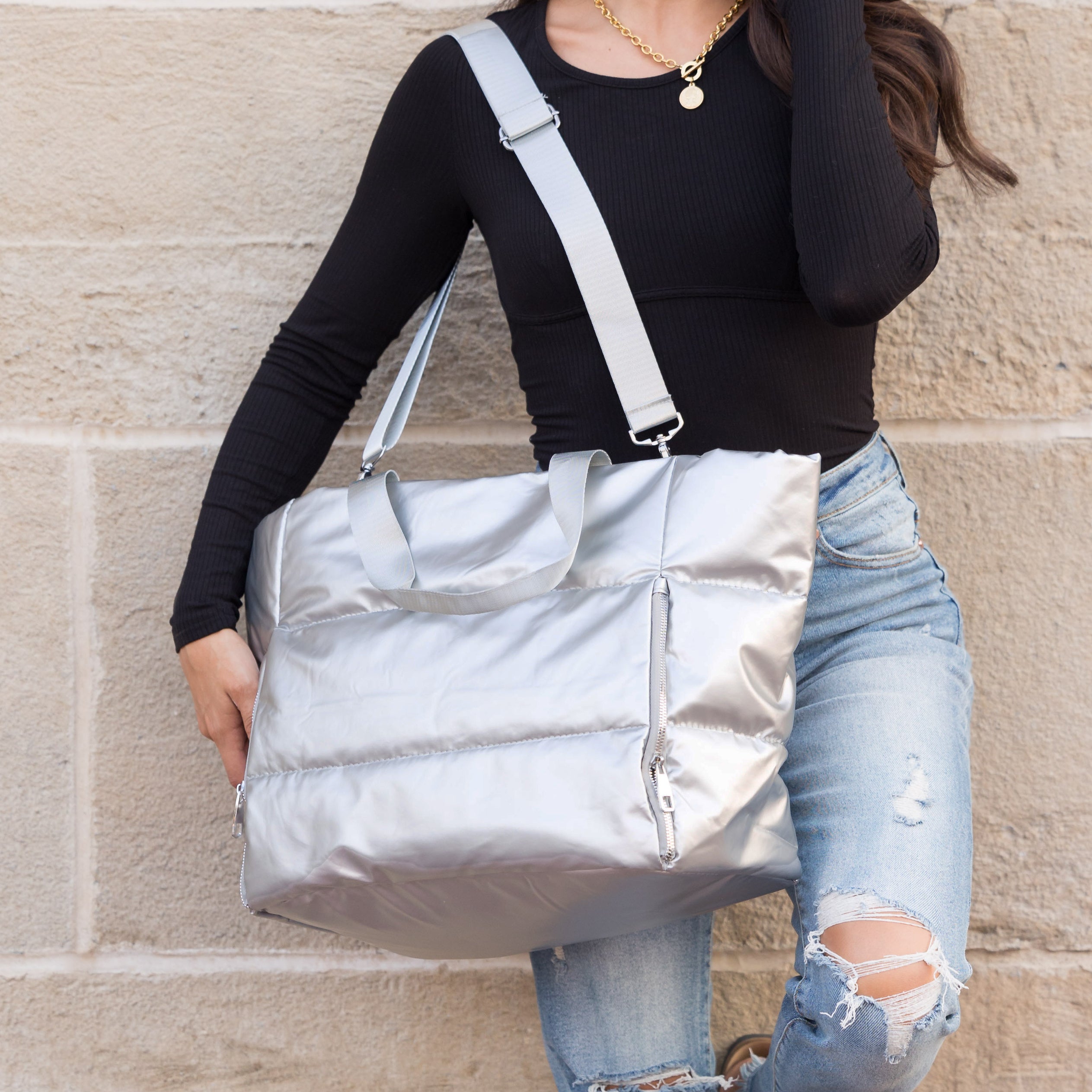 Glam Getaway Puffer Tote Large Bag-AVAH