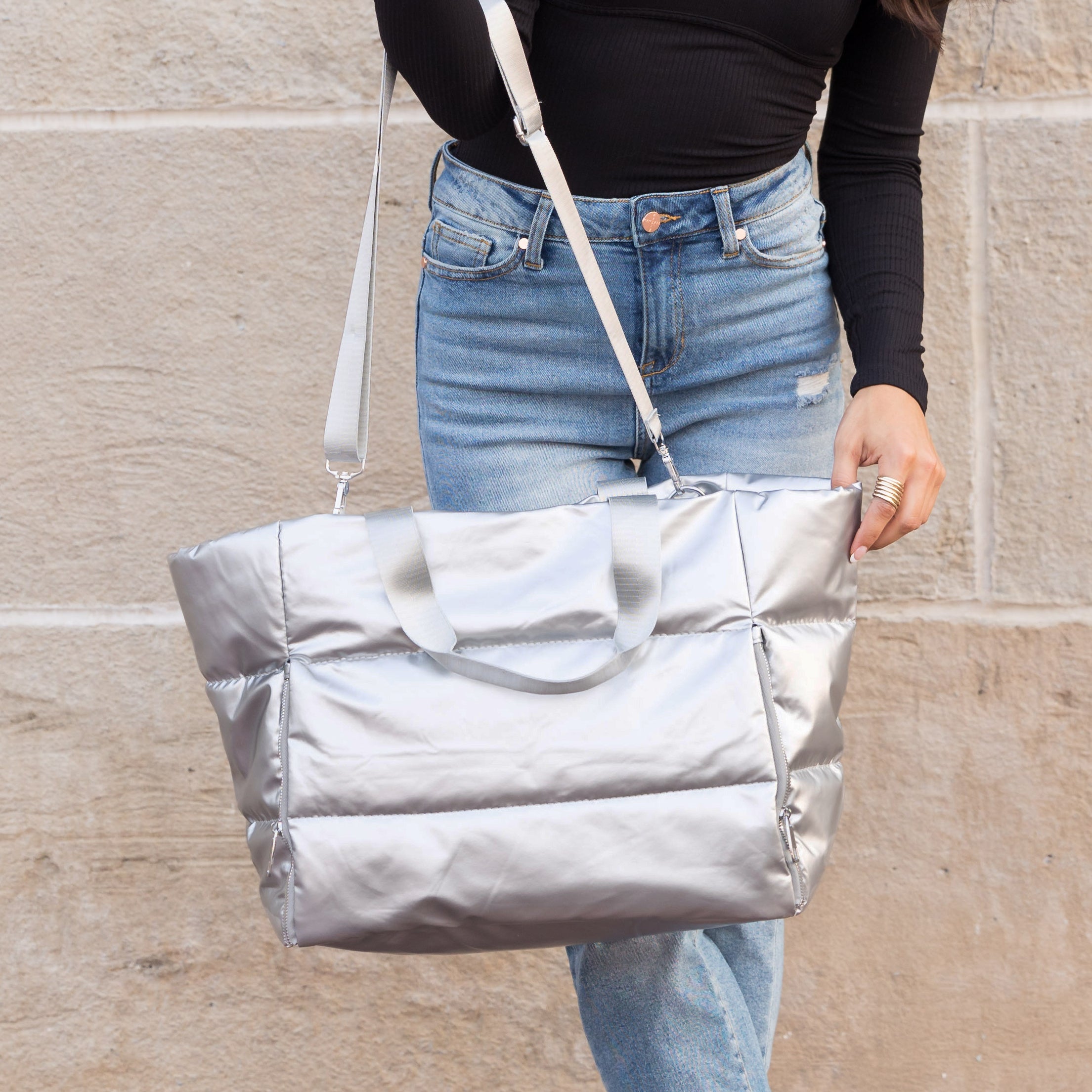 Glam Getaway Puffer Tote Large Bag-AVAH