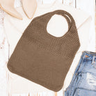 Soft-knit woven Hobo bag with open design in mocha
