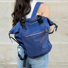 AVAH - navy utility backpack with front zip pocket and adjustable backpack straps