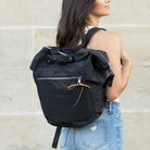 AVAH - black utility backpack with front zip pocket and adjustable backpack straps