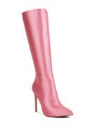 Pipette Diamante Set High Heeled Calf Boot -Pink-Avah