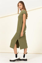 Effortless Comfort Sleeveless Midi Dress - Olive -Avah