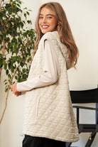 Urban Coziness Long Sleeve Hoodie Jacket-Beige-Avah