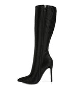 Pipette Diamante Set High Heeled Calf Boot -Black-Avah