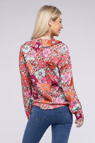 Lively Long Sleeve Button Down Floral Top-Avah