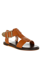 AVAH-Shayla Leather Open Toe Fisherman Sandals-Tan