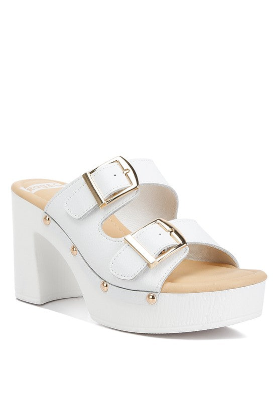 Eco-Chic Platform Block Heel Sandals-White-Avah