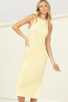 Hazy Daydreams Sleeveless Tank Midi Dress-Butter Yellow-Avah