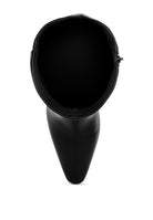 Black tall boot on a white background