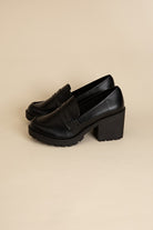 Elevate Me Chic Block-Heeled Loafers - Black-Avah