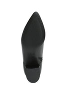 True Thalia Sleek Crocodile Pointed-Toe Ankle Boots-Black-Avah