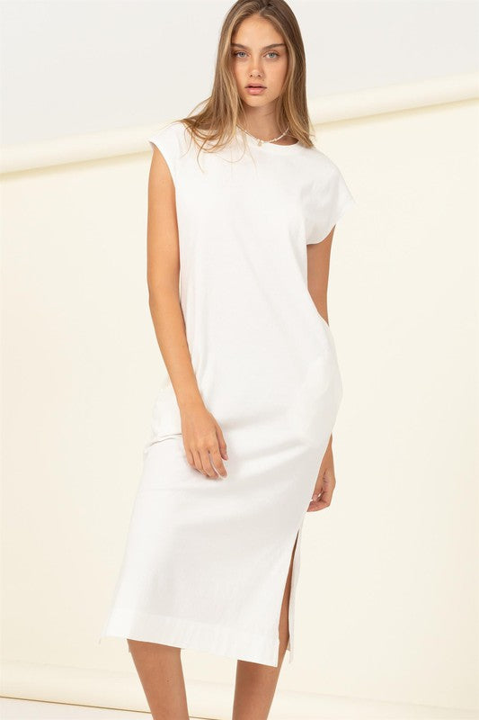 Effortless Comfort Sleeveless Midi Dress - Cream-Avah
