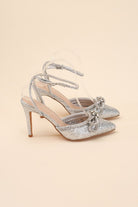 Sultry Nights Rhinestone Ankle Strap Heel-Silver-Avah