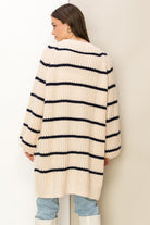 Suzanne Oversized Striped Cardigan Sweater - Cream-Avah