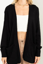 All The Right Reasons Open Front Cardigan Sweater-Black-Avah