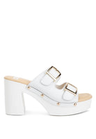 Eco-Chic Platform Block Heel Sandals-White-Avah