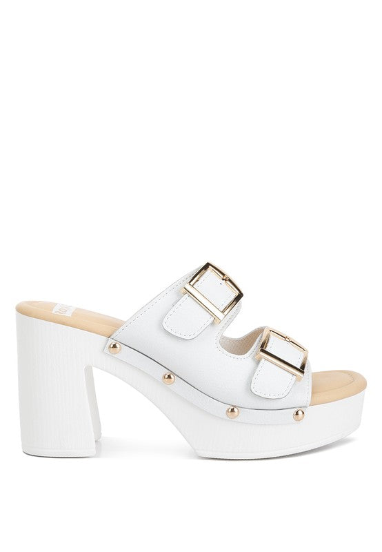 Eco-Chic Platform Block Heel Sandals-White-Avah