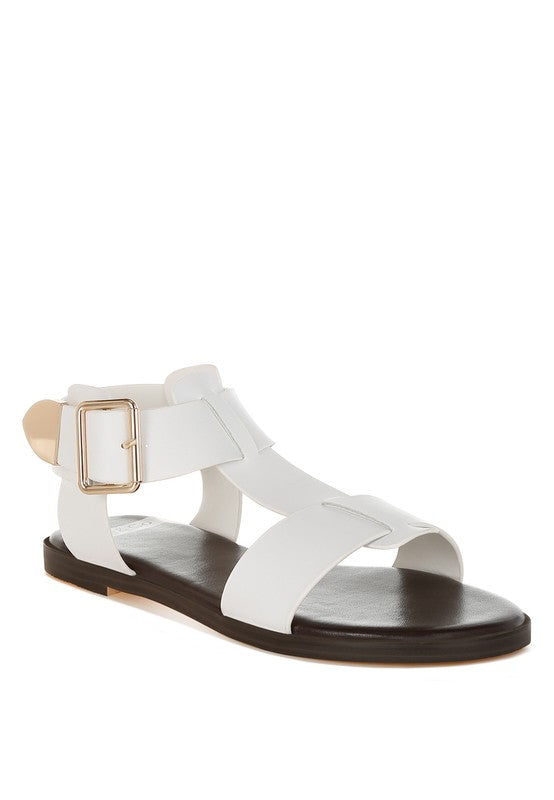 AVAH-Shayla Leather Open Toe Fisherman Sandals-White