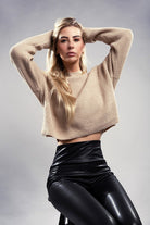 Sophisticated Warmth Mock Neck Pullover Sweater-Khaki-Avah