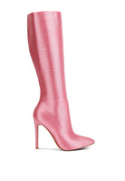 Pipette Diamante Set High Heeled Calf Boot -Pink-Avah