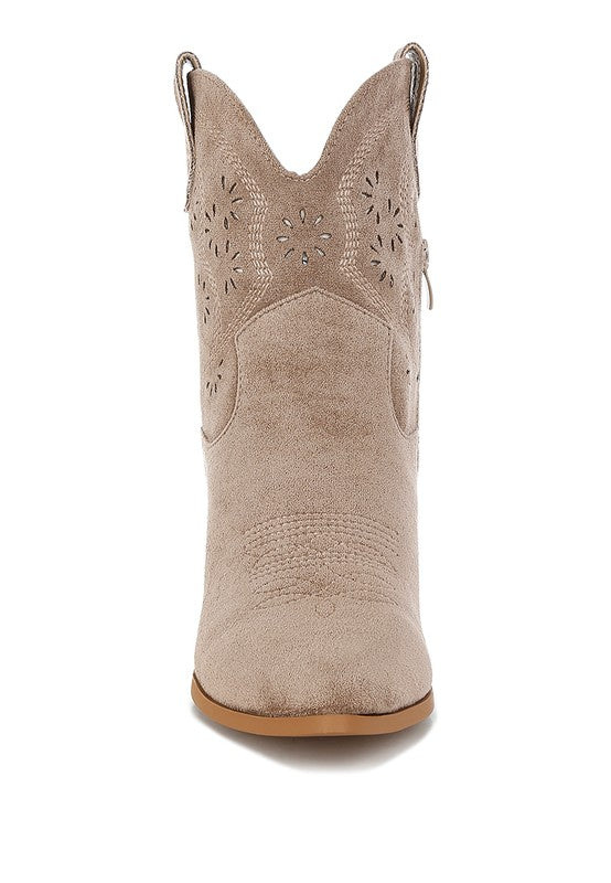 AVAH-Desert Trail Taupe Western Ankle Boots