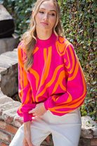 Cozy Up Long Sleeve Mock Neck Sweater - Hot Pink-Avah