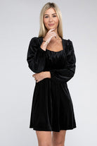 Enchanted Evening Long Sleeve Black Velvet Dress