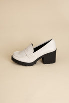 Elevate Me Chic Block-Heeled Loafers - Off White-Avah