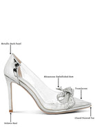 Enchanted Eve Clear Pointed Toe Pumps-Silver- Avah