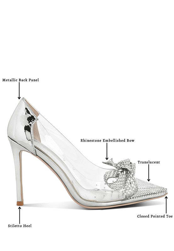 Enchanted Eve Clear Pointed Toe Pumps-Silver- Avah