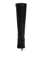 Pipette Diamante Set High Heeled Calf Boot -Black-Avah