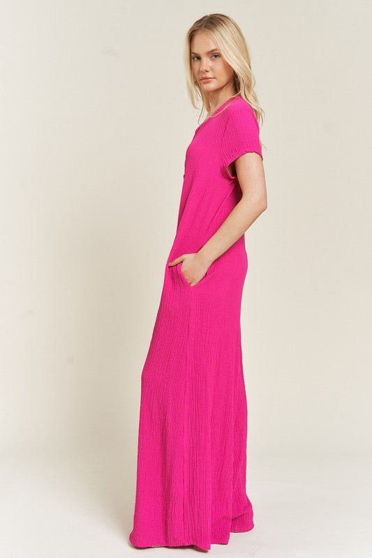 AVAH-Fucshia Bliss Wide Leg Jumpsuit