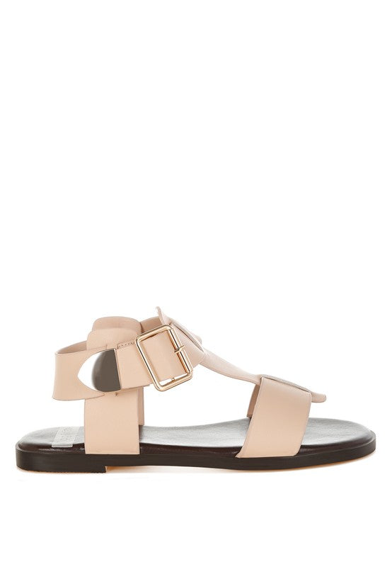 AVAH-Shayla Leather Open Toe Fisherman Sandals-Beige