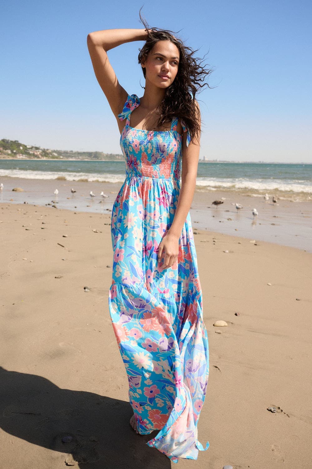 Lisbon Meadows Sleeveless Floral Maxi Dress Blue / L Lisbon Meadows Sleeveless Floral Maxi Dress Blue / L