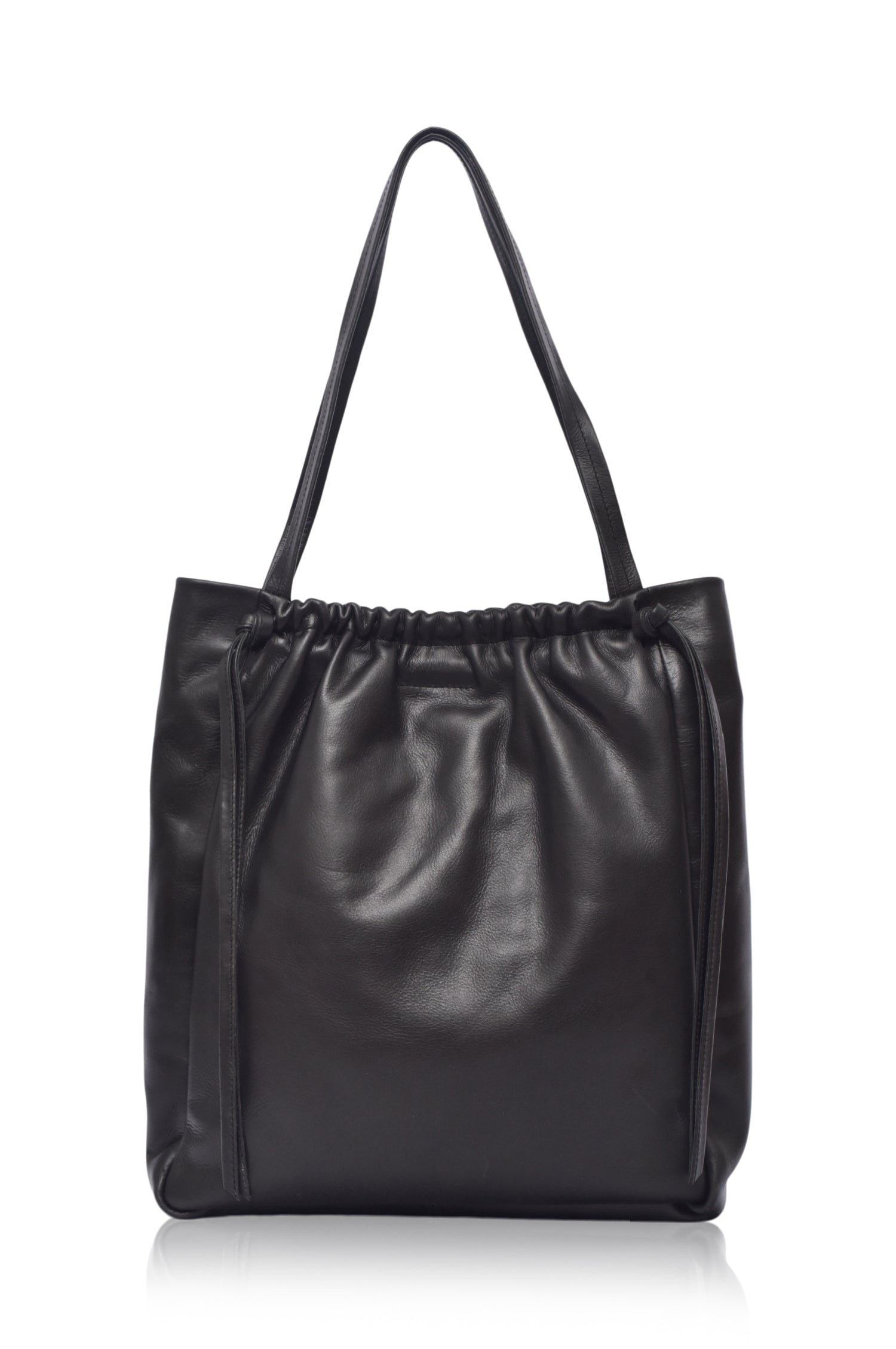Alessia Leather Tote Bag in black handcrafted genuine leather