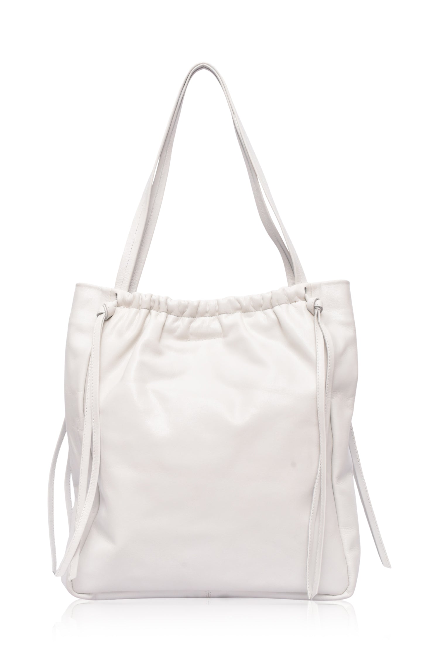 Alessia Leather Tote Bag in white handcrafted genuine leather