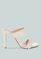 Ambrin Pearl Embellished Slip On Stiletto Heels-0