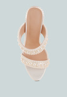 Ambrin Pearl Embellished Slip On Stiletto Heels-4